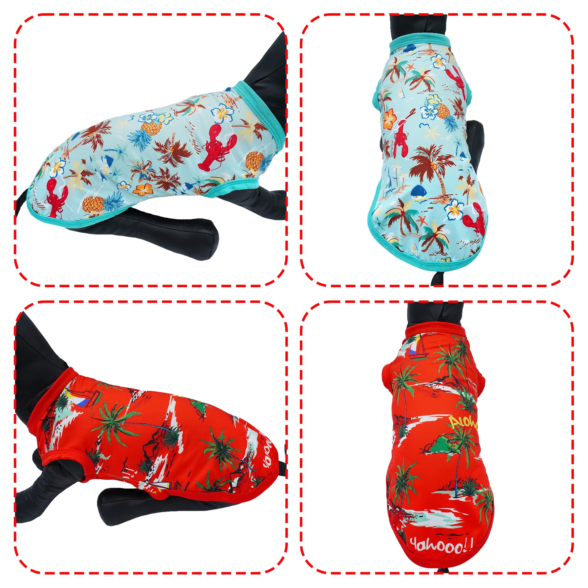 Jpgdn Hawaiian Dog Shirts For Xl Dog Girl Boy Bule Red Sleeveless Tank Top Tee Vest T Shirts Male Female Summer Outfit Pack Of 2